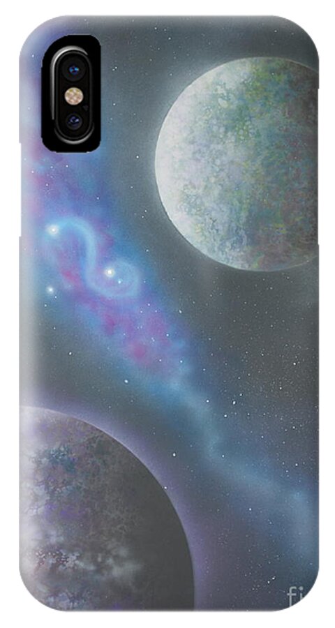 Planets iPhone X Case featuring the painting The World Beyond by Mary Scott