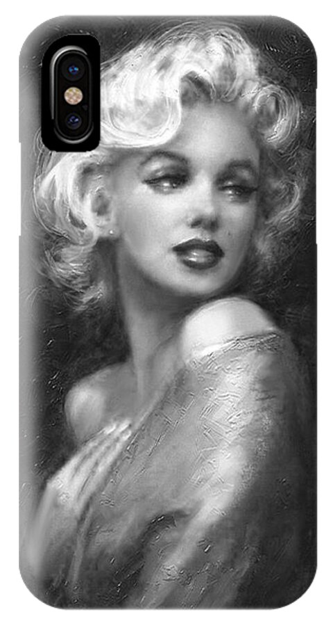 Marilyn iPhone X Case featuring the painting Theo's Marilyn WW bw by Theo Danella