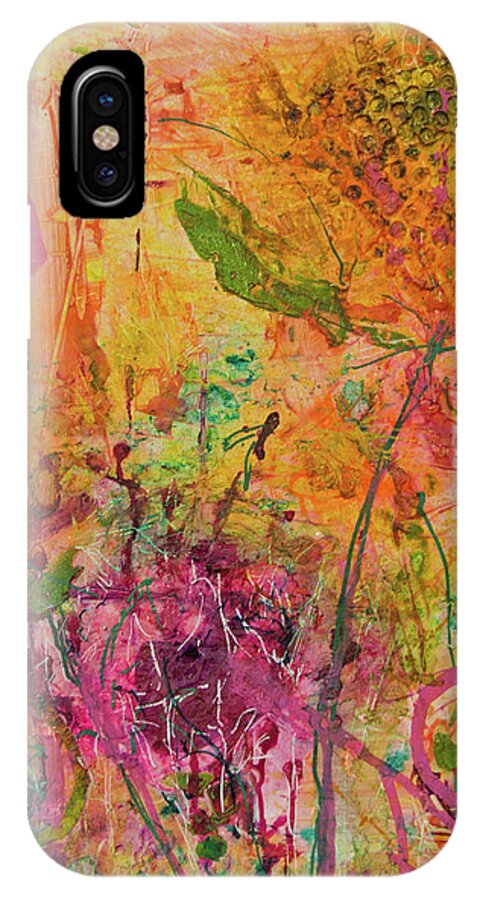 Mixed Media iPhone X Case featuring the mixed media Think Pink by Julia Malakoff