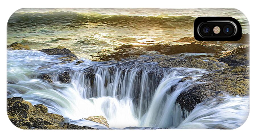 Thor's Well iPhone X Case featuring the digital art Thor's Well - Oregon Coast by Russ Harris