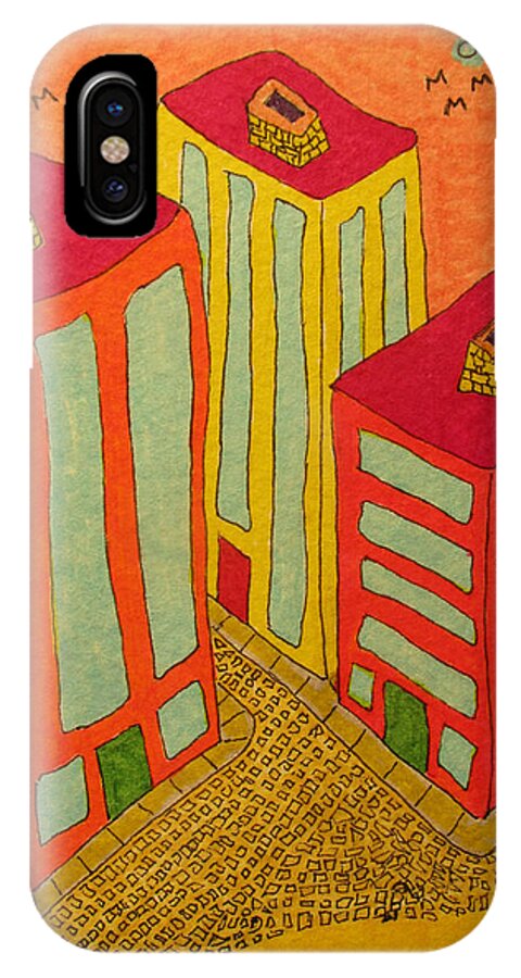 Hagood iPhone X Case featuring the painting Three Office Towers by Lew Hagood