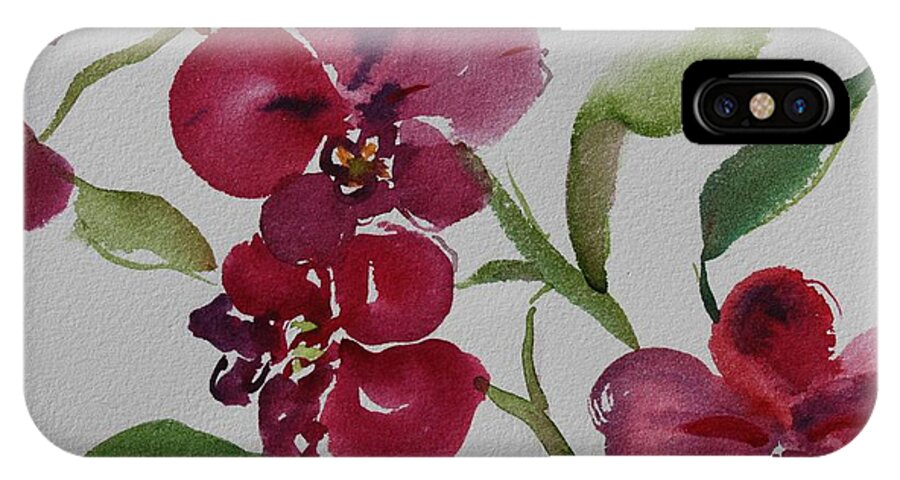 Orchid iPhone X Case featuring the painting Three Orchids by Tara Moorman
