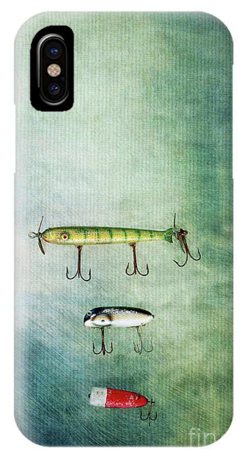 Lure iPhone X Case featuring the photograph Three Vintage Fishing Lures by Stephanie Frey