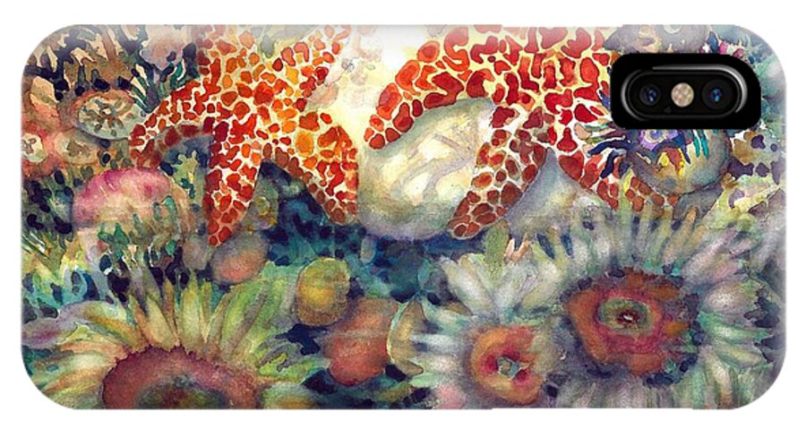 Watercolor iPhone X Case featuring the painting Tidal Pool II by Ann Nicholson