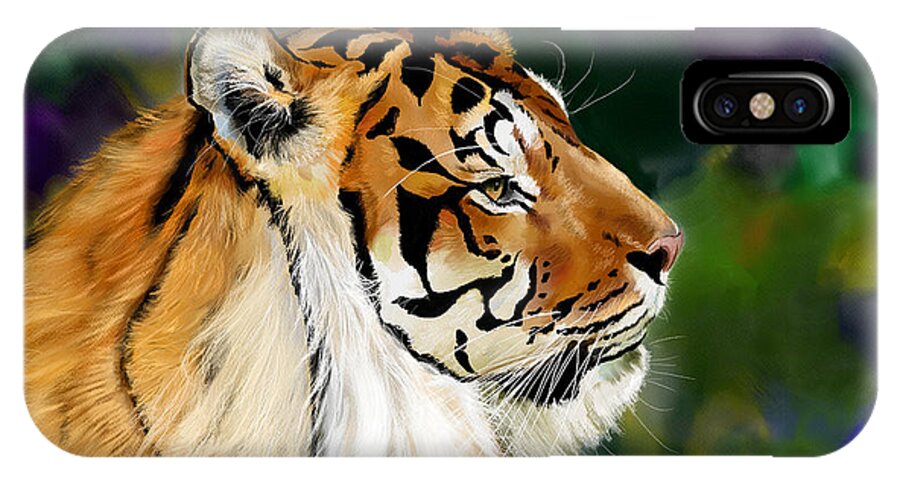 Tiger iPhone X Case featuring the digital art Tiger by Norman Klein