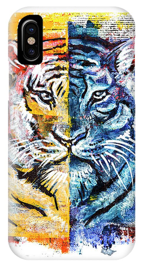 Tiger iPhone X Case featuring the painting Tiger, Original Acrylic Painting by Ariadna De Raadt