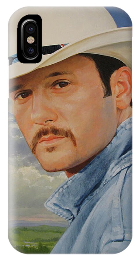 Acrylic iPhone X Case featuring the painting Tim McGraw by Cliff Spohn