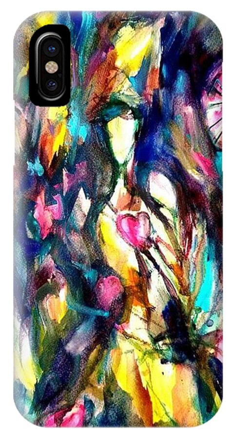  iPhone X Case featuring the painting Time love heart by Wanvisa Klawklean