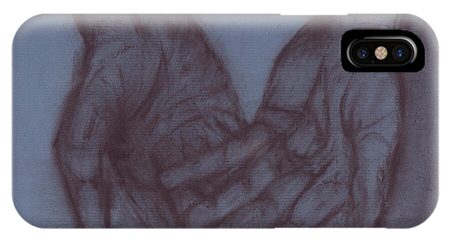 Charcoal iPhone X Case featuring the painting Tired Hands by Shelley Jones