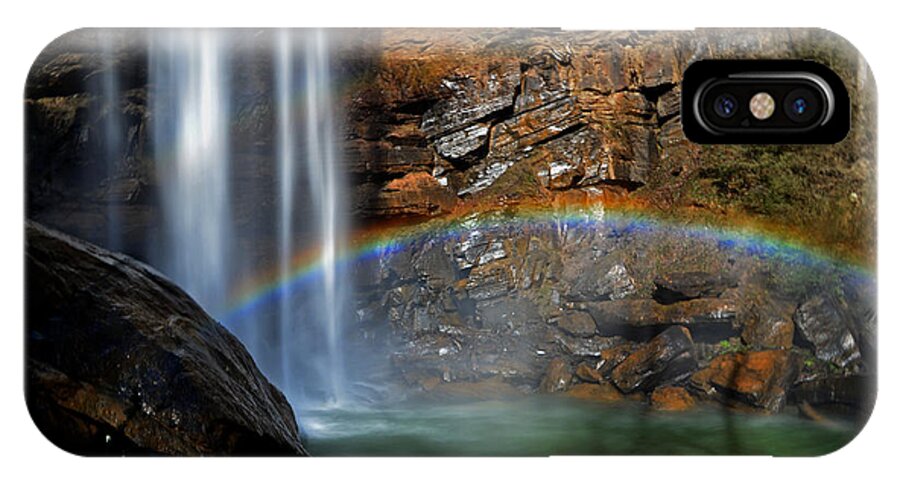 Rainbow iPhone X Case featuring the photograph Toccoa Falls Rainbow 001 by George Bostian