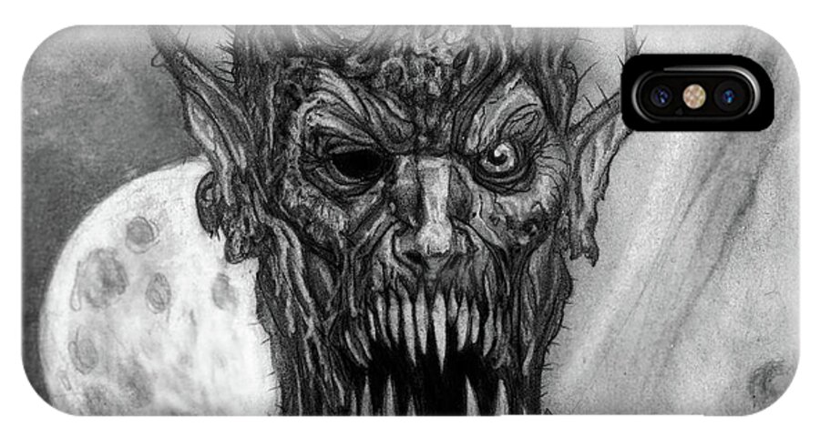 Zombie iPhone X Case featuring the drawing Toothy by Tony Koehl