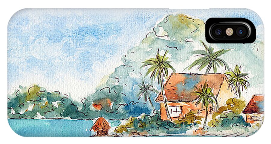 Bora Bora iPhone X Case featuring the painting Towards Raititi Point by Pat Katz