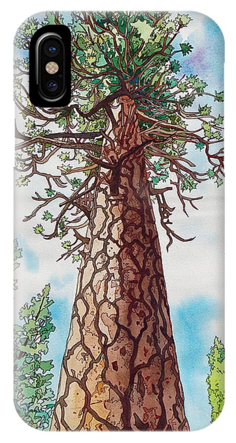 Ponderosa iPhone X Case featuring the painting Towering Ponderosa Pine by Terry Holliday