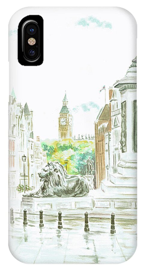London iPhone X Case featuring the painting Trafalgar Square by Elizabeth Lock