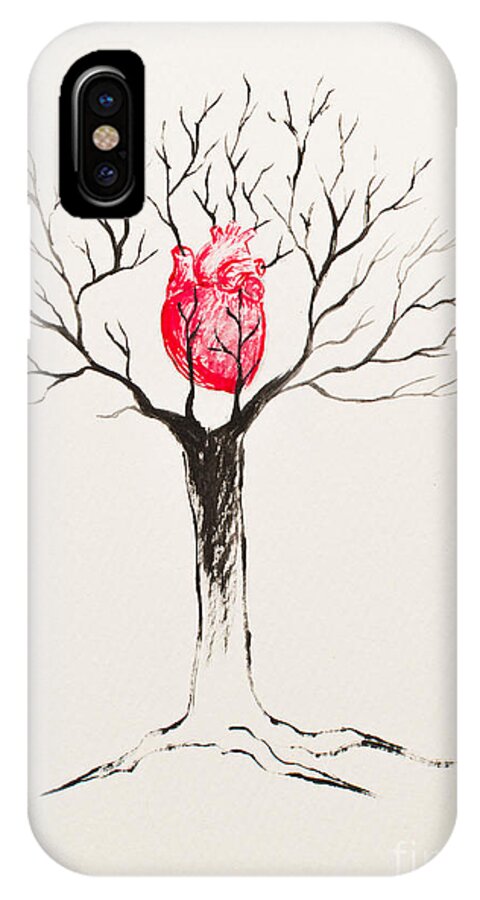 Tree iPhone X Case featuring the painting Tree of Hearts by Stefanie Forck