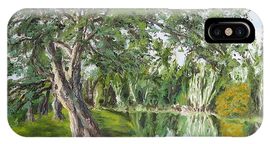 Landscape iPhone X Case featuring the painting Tree Tops Park by Lisa Boyd
