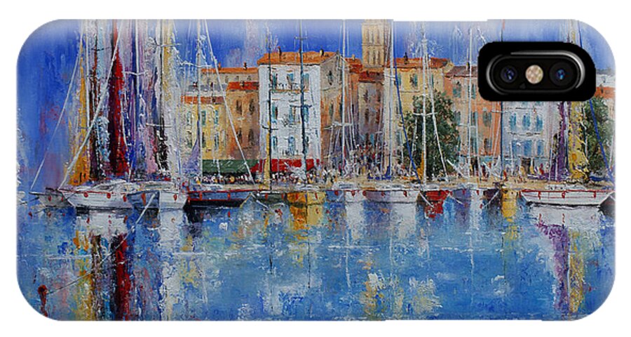 Ports iPhone X Case featuring the painting Trogir - Croatia by Miroslav Stojkovic - Miro