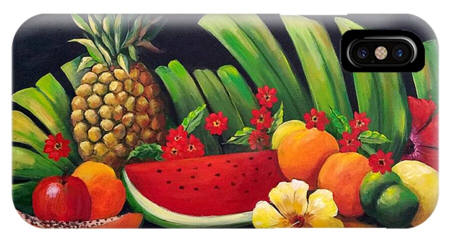 Fruit iPhone X Case featuring the painting Tropical Fruit by Rosie Sherman