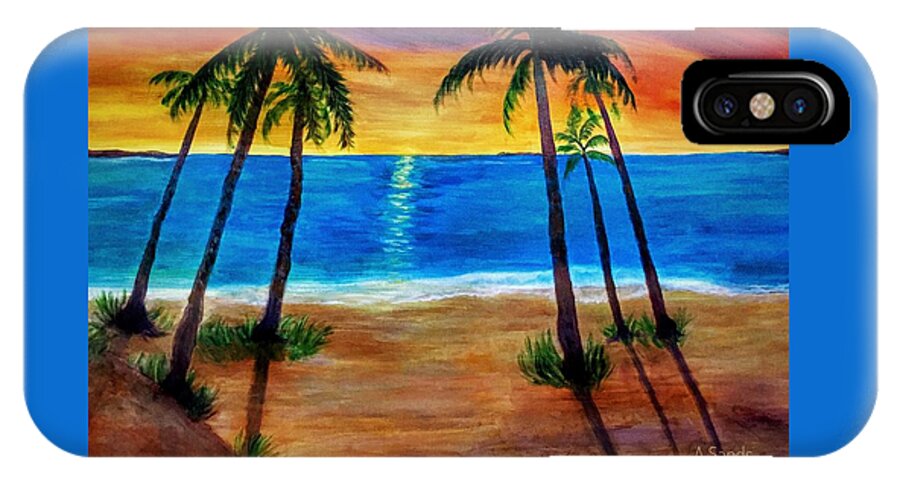 Sunset iPhone X Case featuring the painting Tropical Paradise by Anne Sands