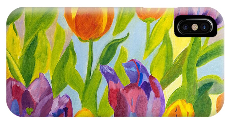 Tulips iPhone X Case featuring the painting Tulip Fest by Meryl Goudey