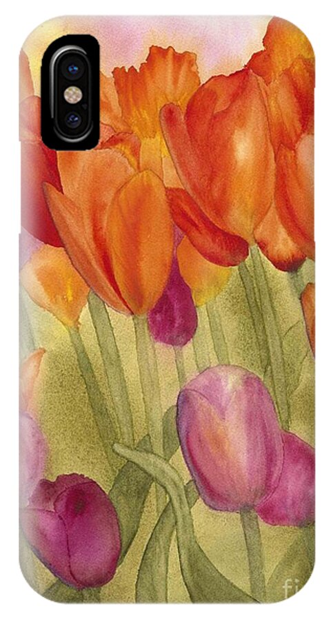 Tulips iPhone X Case featuring the painting Tulip Glory by Louise Magno