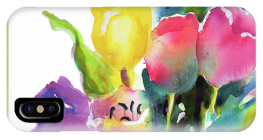 Painting iPhone X Case featuring the painting Tulip Pot by Kathy Braud