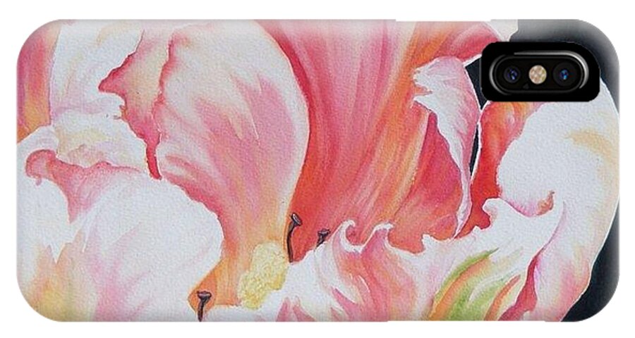 Watercolor iPhone X Case featuring the painting Tulip SOLD by Sandy Brindle