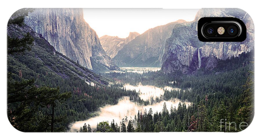 Tunnel View At Yosemite National Park iPhone X Case featuring the photograph Tunnel View at Dawn in Yosemite National Park by Mary Jane Armstrong