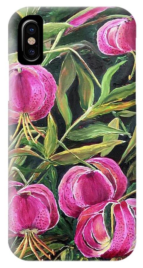 Flowers iPhone X Case featuring the painting Turk Tigers In My Garden by Jane Ricker