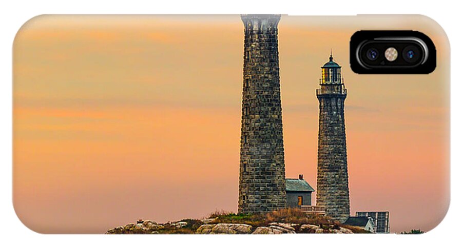 Lighthouse iPhone X Case featuring the photograph Twin Lights with Morning Glow by Tim Kirchoff