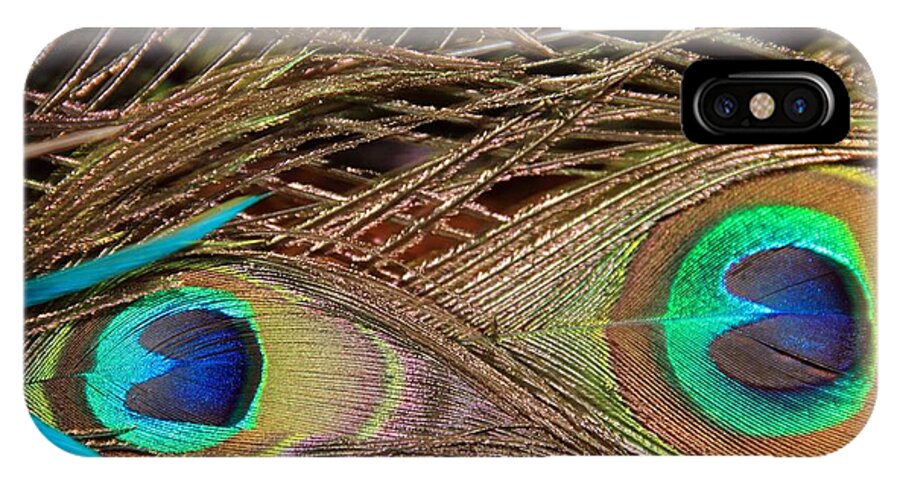 Peacock Feathers iPhone X Case featuring the photograph Two Feathers by Angela Murdock