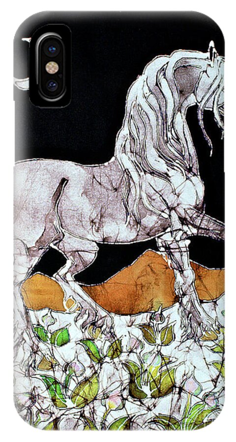 Horse iPhone X Case featuring the tapestry - textile Unicorn Over Flower Field by Carol Law Conklin