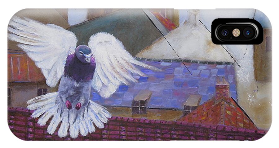 Art iPhone X Case featuring the painting Urban Pigeon by Shirley Wellstead