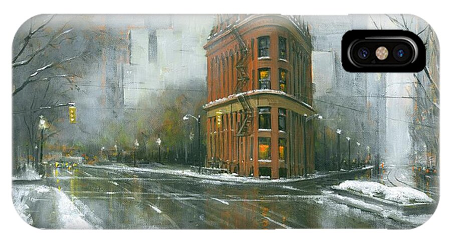 Toronto iPhone X Case featuring the painting Urban Winter by Michael Swanson
