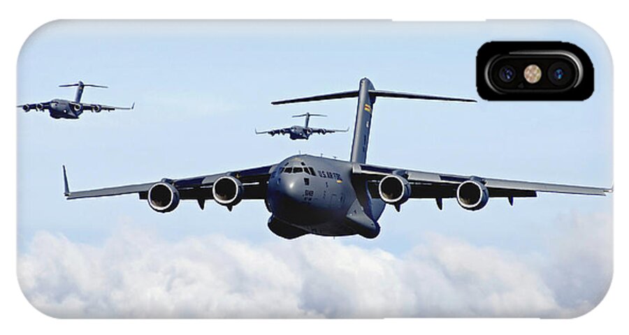 Aircraft iPhone X Case featuring the photograph U.s. Air Force C-17 Globemasters by Stocktrek Images