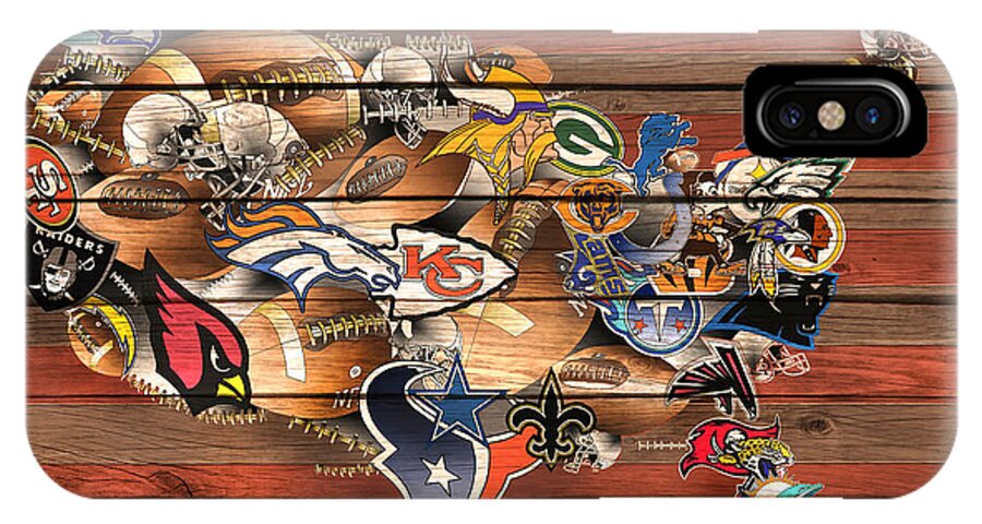 Nfl iPhone X Case featuring the painting Usa Nfl Map Collage 6 by Bekim M