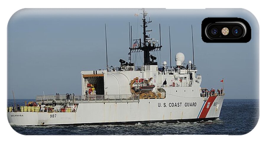 U.s Coast Guard Cutter iPhone X Case featuring the photograph USCGC Escanaba Heads to Sea by Bradford Martin