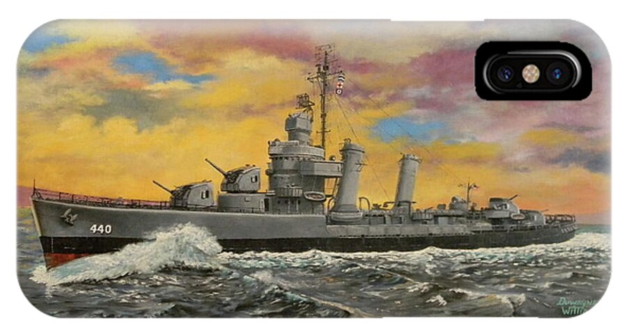 Destroyer iPhone X Case featuring the painting USS Ericsson by Duwayne Williams