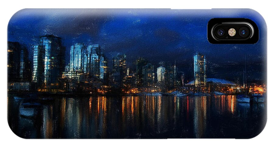 Landscape iPhone X Case featuring the painting Vancouver at Dusk by Dean Wittle