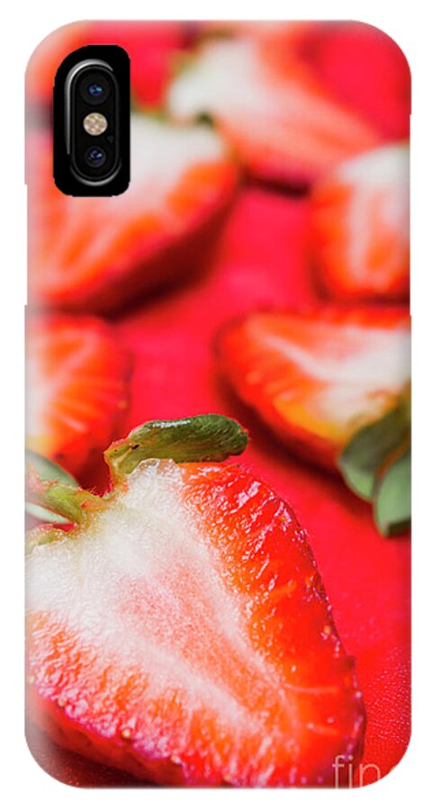 Strawberries iPhone X Case featuring the photograph Various sliced strawberries close up by Jorgo Photography
