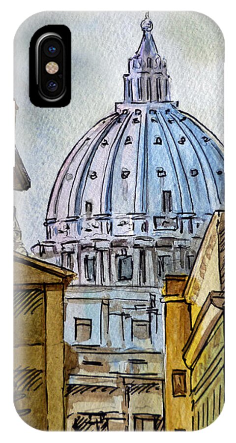 Vatican iPhone X Case featuring the painting Vatican City by Irina Sztukowski