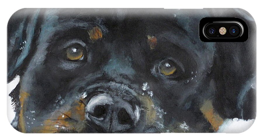 Rottie iPhone X Case featuring the painting Vator by Carol Russell