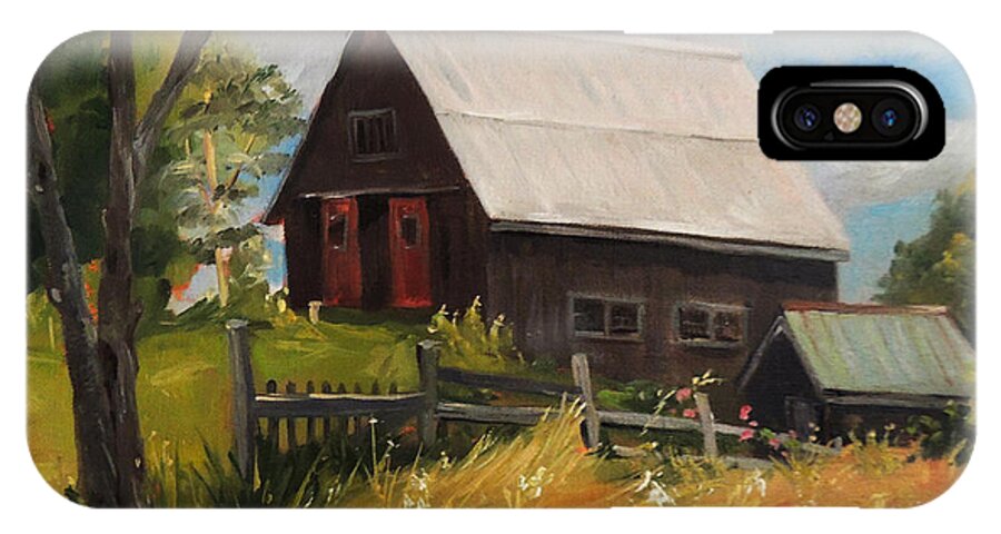 Barn iPhone X Case featuring the painting Vermont Barn by Nancy Griswold