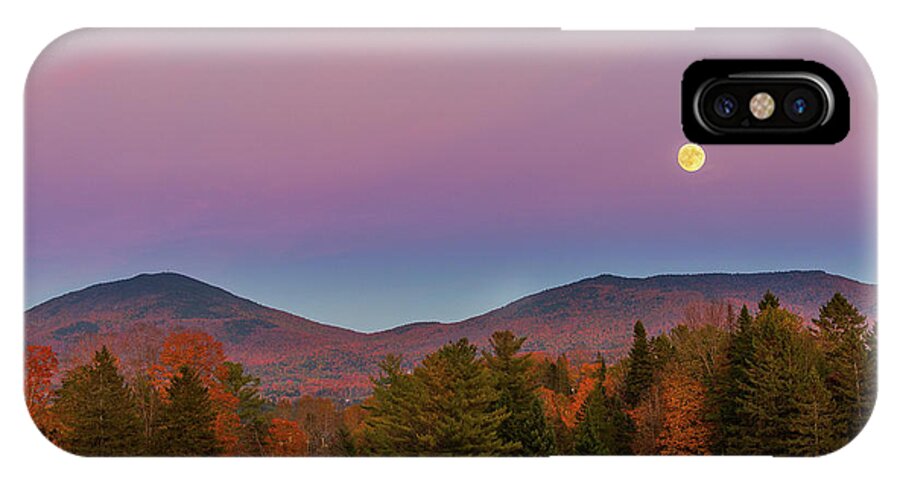 Vermont iPhone X Case featuring the photograph Vermont Fall, Full Moon and Belt of Venus by Tim Kirchoff