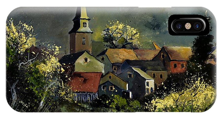 Landscape iPhone X Case featuring the painting Village Ardenne 7751 by Pol Ledent