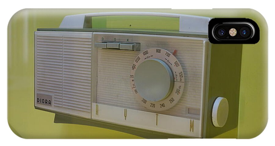 Lime iPhone X Case featuring the photograph Vintage Radio with Lime Green Background by Matthew Bamberg