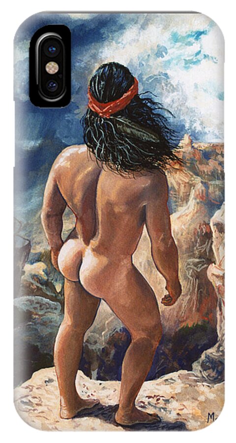 Native American iPhone X Case featuring the painting Vision Quest by Marc DeBauch