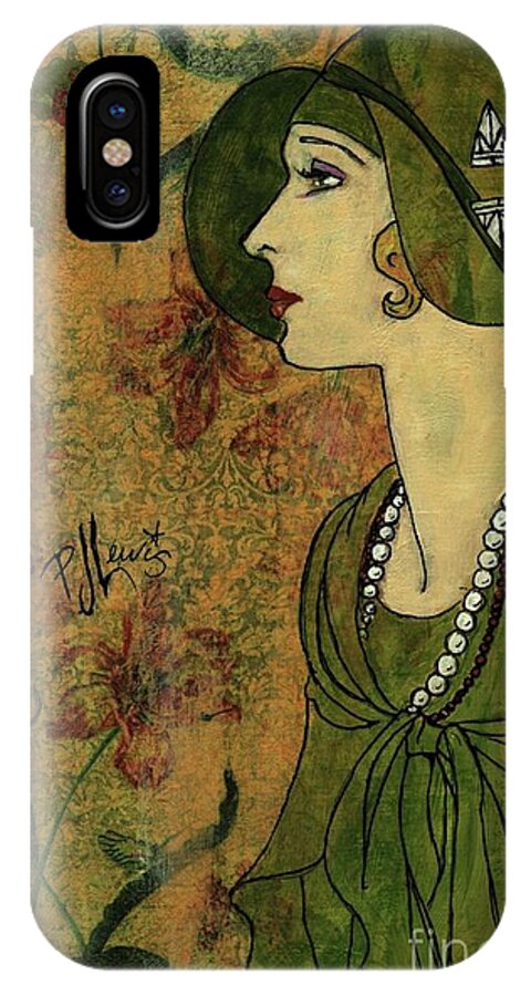 Flapper iPhone X Case featuring the painting Vogue twenties by PJ Lewis