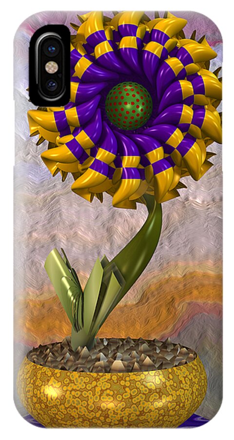 Abstract iPhone X Case featuring the digital art Wall Flower by Manny Lorenzo