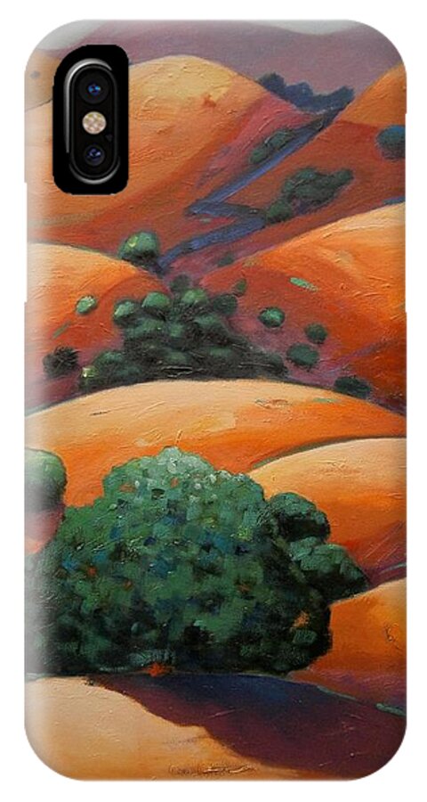 California Landscape iPhone X Case featuring the painting Warm Afternoon Light on CA Hillside by Gary Coleman